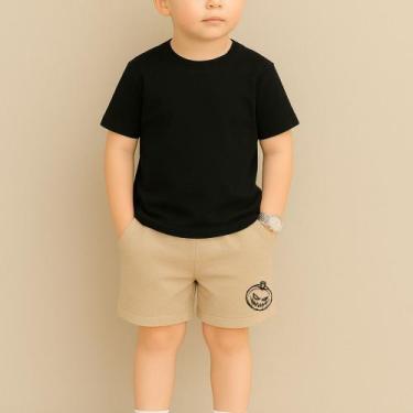 Imagem de Conjunto Masculino Infantil Estampado - NoBrand, Preto, Bege, 8