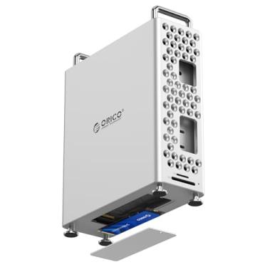 Imagem de ORICO MiniPro Suporte de ancoragem de alumínio para Mac mini M4, hub USB-C 5 em 1 com transferência de 10 Gbps, configuração sem ferramentas, proteção de silicone macio, base de expansão