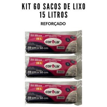 Imagem de Kit 2 pacotes de saco para lixo de 15l reforçado cor e lar - Cor&Lar