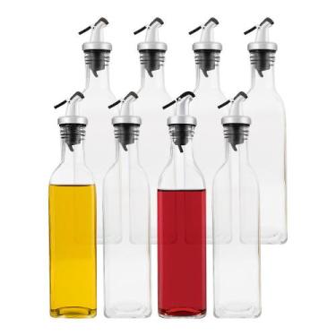 Imagem de Kit 8 Galheteiro de Vidro Porta Azeite 500ml Garrafa Mesa com Bico Dos