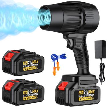 Imagem de Soprador de folhas elétrico sem fio – soprador de folhas portátil de 30.0000 RPM – 2 pilhas de 2,6 Ah e carregador incluídos, mini ventilador de jato seco, soprador de folhas turbo violento para