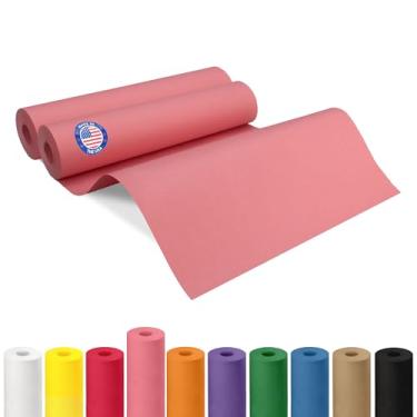 Imagem de IDL Packaging Rolo de papel kraft rosa de 30,5 m x 30,048 cm, pacote com 2 - Papel artesanal de qualidade feito nos EUA para embrulho de presente, artes e artesanato infantil, projetos escolares