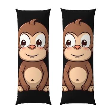 Imagem de Capa de travesseiro corporal com zíper oculto, fronha longa de microfibra macia e respirável para travesseiro corporal, capas de travesseiro de macaco marrom de desenho animado para dormir, presente