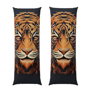 Imagem de Capa de travesseiro corporal com zíper oculto, fronha longa de microfibra macia e respirável para travesseiro corporal, design de logotipo de tigre de ano novo, capas de travesseiro para cama de