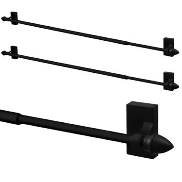 Imagem de Yaocom 2 varões magnéticos de cortina para porta de metal, 71 a 122 cm, haste magnética ajustável multiuso de 1,27 cm para molduras de janelas, armários, geladeiras, máquinas de lavar louça (preto