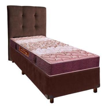 Imagem de Cama + Box Marrom e Colchão D26 Solteiro - Ortophedic Sankonfort + Cab