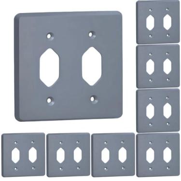 Imagem de Kit 8 Placa 4x4 Cinza Pial 54391 2 Tomadas Pb Silentoque