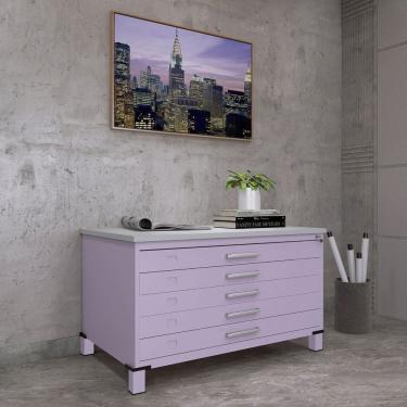 Imagem de Mapoteca Mont 5 Gavetas 71,3cm X 120,4cm Aço Lilas/Cinza