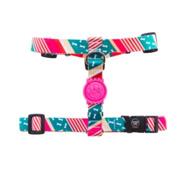 Imagem de Peitoral Para Cães H Osso Rosa Ampla Pet Tamanho G