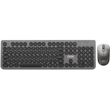 Imagem de Kit Teclado e Mouse sem Fio Oex, 1600 DPI, Teclas Redondas, Chumbo POP - TM410.