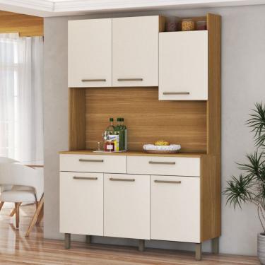 Imagem de Armário de Cozinha com Balcão Ushuaia 6 Portas 2 Gavetas Freijó/Soft - Panorama Móveis