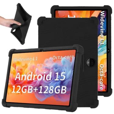 Imagem de Hoibon Capa para tablet TUOHAITIME Android 14 2025, silicone macio à prova de choque infantil com suporte para WXUNJA C5-PTB-LAN/C5-PTB-HEI/COLORROOM C5/HUOATIME MQ-C5-PT Tablet (preto)