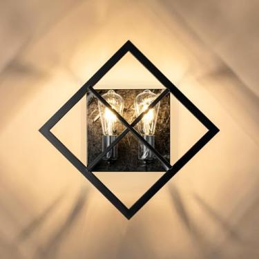 Imagem de fengkeDU Arandelas de parede pretas, lâmpada de montagem de arandelas de parede rústica de 45 cm para sala de estar quarto banheiro escada (base E26, lâmpadas não incluídas 1 pacote) textura de