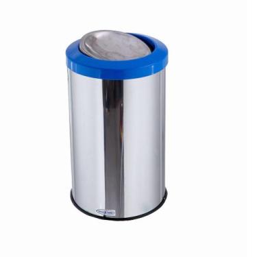 Imagem de Lixeira Inox Basculante 20 Litros Tampa Flip Top Com Cor - CCM, Azul