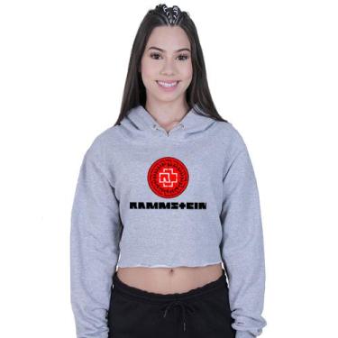 Imagem de Cropped Moletom Feminino Rammstein Rock - Lafre, Cinza, P