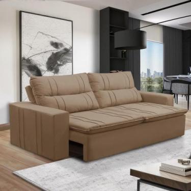 Imagem de Sofá Retrátil e Reclinável 3 lugares com Molas 2,00m Elisa Suede Cappu