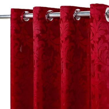 Imagem de Cortina Jacquardl Sala Quarto 4,00x2,70m Semi Blackout Luxo Moderno (vermelho, 2,70X1,60m)