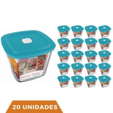 Imagem de 20 Potes Vidro Quadrado Alto Com Tampa Facilita Marinex 1L - NADIR FIG