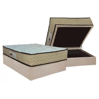 Imagem de Cama Box Baú Casal: Colchão Ortopédico Paropas AG65 Sofistic Clean + Base CRC Suede Clean (138x188)