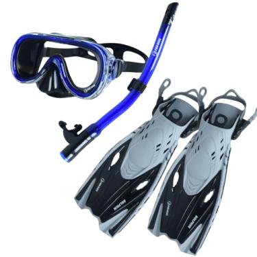Imagem de Fun Dive Kit Infantil Completo de Mergulho, Máscara Búzios, Snorkel SK-03, Nadadeira Dolphin, Azul e Cinza, para Crianças 8-15 Anos (Preto/Amarelo)