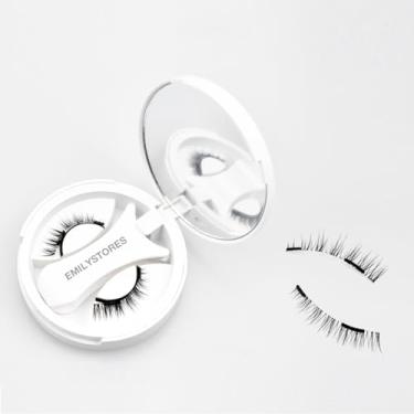 Imagem de EMILYSTORES Conjunto de cílios magnéticos de aparência natural, cílios magnéticos reutilizáveis com aplicador, sem necessidade de cola, kit de extensões de cílios 1 peça (ML03)