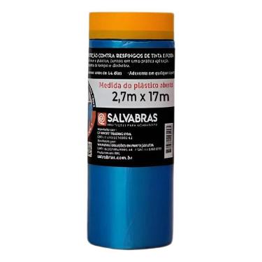 Imagem de 2X Salva Pintura 2,70X17Mts Plástico Com Fita Crepe Salvabra