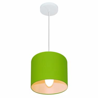 Imagem de Lustre Pendente Cilíndrico Free Lux Para Mesa De Jantar, Sala, Quarto, Churrasqueira E Balcão. Verde-limão Tam: 18x18cm
