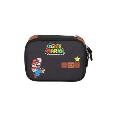 Imagem de Estojo Escolar Box Quadrado Super Mario - Maxlog, MARROM
