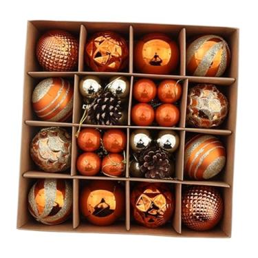 Imagem de IEUDNS Enfeite de bola de Natal pendurado pingente para celebração interna decoração de bola de Natal à prova de estilhaçamento para janela porta parede, Laranja