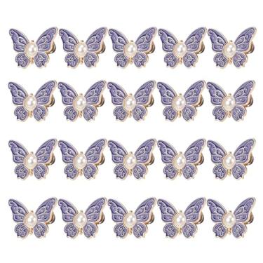 Imagem de 100pcs Pant Waist Tightener Butterfly, Butterfly Jean Buttons Pins, Detachable Waist Buckle Extender Buckle Clips, for Loose Pants Skirts Jeans(Purple)
