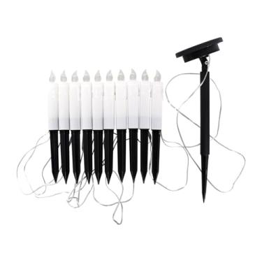 Imagem de ShengQuanHao Luz solar de vela para gramado, luz de vela LED com estaca, branco quente, luzes solares externas, lâmpada de jardim para caminho de quintal externo