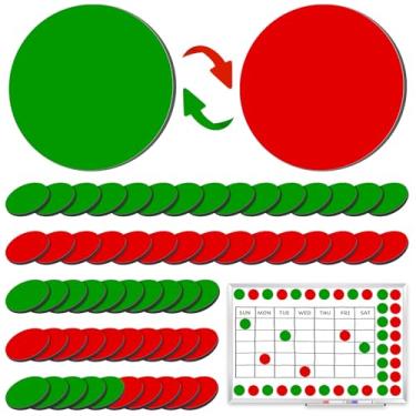 Imagem de 60 peças de pontos magnéticos de dupla face para quadro branco flip over colorido círculo vermelho verde redondo de 3 cm ímãs indicadores de status de ferroímã pontos para decoração de geladeira de