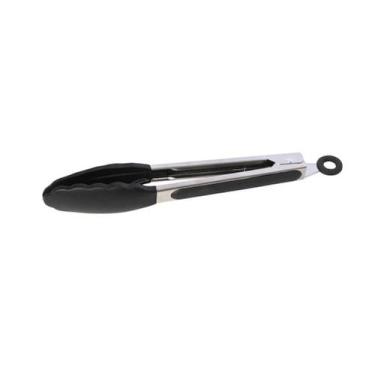 Imagem de Jogo 2 Pegadores Salada Inox Silicone Preto 27,5cm Mimo Style
