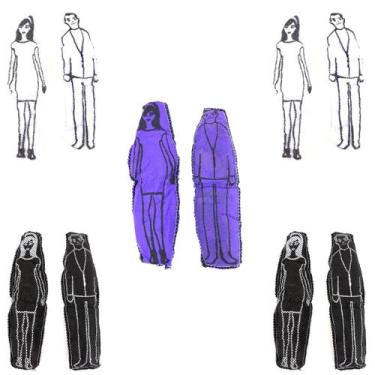 Imagem de Boneco de Pano Preto Branco Roxo Vodu Voodoo Umbanda Macumba Amor Ritu