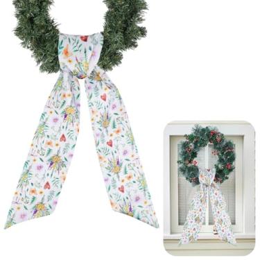 Imagem de CRASPIRE Faixa de guirlanda de Natal para porta da frente flor planta branca faixas de outono para grinaldas bordado monograma porta de quintal interior exterior parede laço casa casamento aniversário