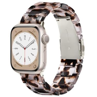 Imagem de V.R.HOPE Pulseira De Resina Compatível Com Apple Para Mulheres 38 Mm 40 41 Fivela Metal Tartaruga Iwatch Série 10 9 8 7 6 5 4 3 2 1 Se (Luz Estelar Tartaruga)