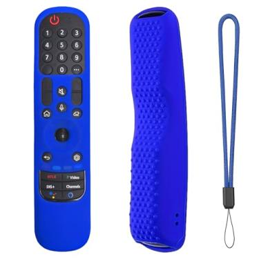 Imagem de MRSVI Capa de silicone para MR24GA/MR21GA/MR22GN/MR23GA, capa protetora compatível com LG Magic TV C2 C3 G3 OLED controle remoto Slicone com cordão (azul brilhante) (azul)