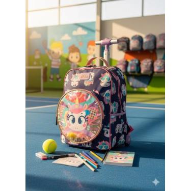 Imagem de Mochila Escolar Puket com Rodinha Média Unicórnio Tênis