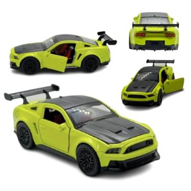 Imagem de Miniatura Carro Esportivo, Verde Limão, Modelo de Corrida com Aerofólio, Escala 1:32, Metal