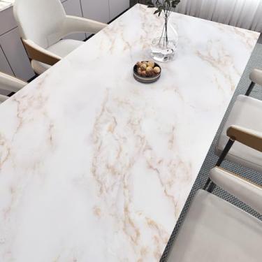 Imagem de EPPKILY Papel de contato de mármore dourado para bancadas, papel de parede de mármore branco fosco, autoadesivo, à prova d'água, papel de contato para bancada, para armários, cozinha, banheiro, mesa