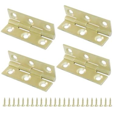Imagem de Hordion 12 peças mini dobradiças de latão sólido de 3,8 cm, dobradiças dobráveis para caixa pequena para caixa de joias, caixa de madeira, armário e porta