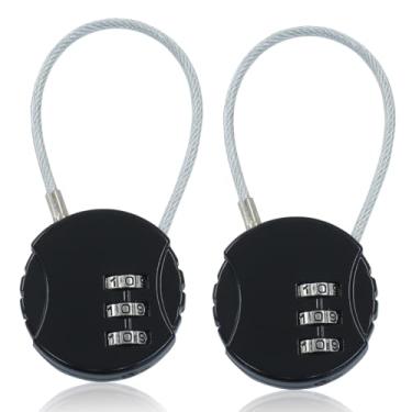 Imagem de Hordion Cadeado com combinação de 8 peças, cadeado de academia de 3 dígitos, preto, à prova d'água, mini cadeado de bagagem para armário escolar, mochila, caixa de ferramentas de viagem