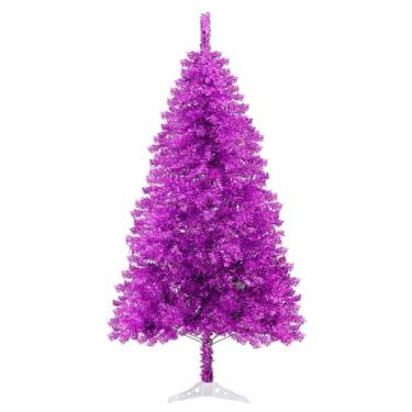 Imagem de Árvore de Natal roxa de 1,8 m, árvore de Natal artificial com 550 pontas de ramos para casa, ambientes internos, externos, decorações de Halloween