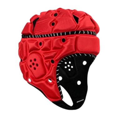 Imagem de oshhni Capacete de Rugby Protetor de Cabeça de Rugby Leve Respirável Macio Acolchoado Capacete de Futebol Adulto para Futebol Americano de Bandeira Presente, Vermelho
