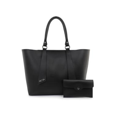 Imagem de Bolsa Retta Feminina Grande com Carteira Alça Ombro e Mão Design Sofisticado (PRETA)