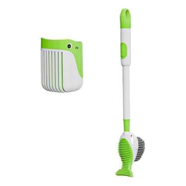 Imagem de IEUDNS Escova de vaso sanitário com suporte para produtos de limpeza de banheiro Escova compacta para vaso sanitário para banheiro, casa, hotel, Verde