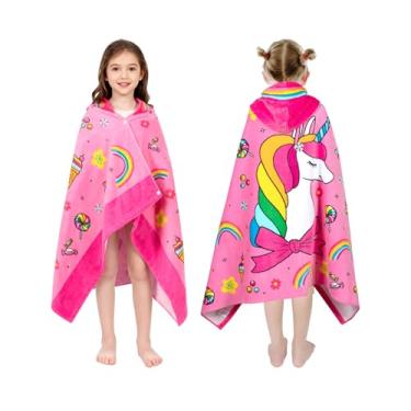 Imagem de growell Toalhas de banho com capuz para crianças - Toalha de praia macia e grossa 100% algodão com capuz para crianças de 3 a 10 anos, toalhas de banho e natação absorventes de secagem rápida, para