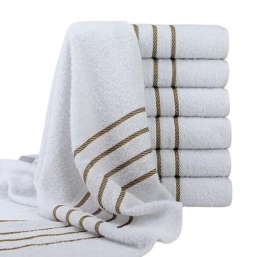 Imagem de Toalha de Banho Kit 5 Pcs Dubai Branca Profissional 100% Algodão 330g/m² 70x130cm Pousada Hotel (Branco)
