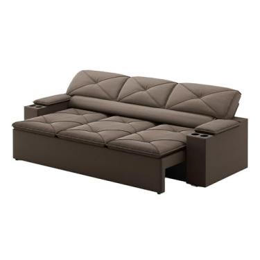 Imagem de Sofá Reclinável e Retrátil 3 Lugares Pop 2,05m Marrom Velosuede Netsofas