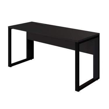 Imagem de Mesa Plataforma 120cm Individual com Caixa de Tomadas Pés Metal Industrial Executive Preto